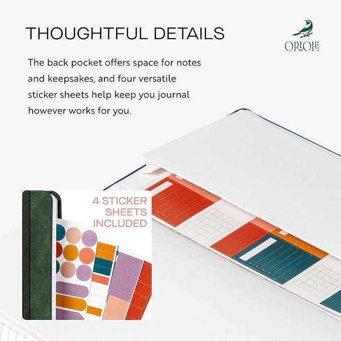 Oriole Vegan Leather Ruled Notebook - Racing Green | 176 Pages of Thick Lined Paper | Soft Touch Hardcover Journal (5 x 8 in) with Gold Foil Bird Design & Luxury Gift Box
