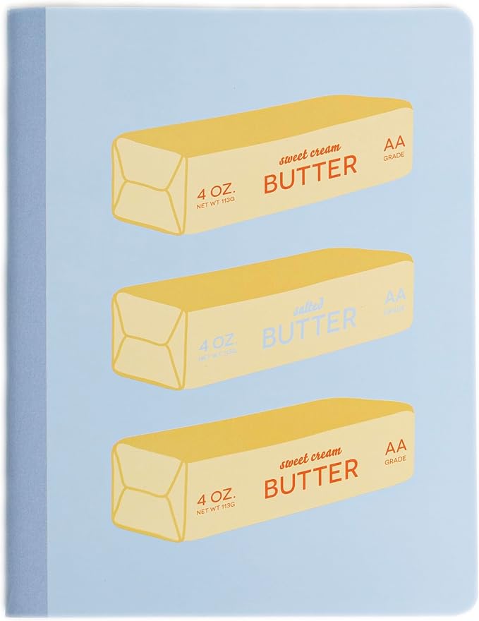 Pearhead Butter Composition Notebook — College-Ruled, 160 Pages, 7.5" x 9.75", Smooth 80 GSM Paper, UV Spot Gloss, Periwinkle Butter Illustration Journal for School, Office & Everyday Writing