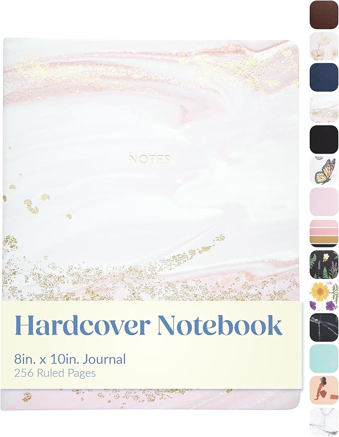 WORLD TRAVELER Large Lined Journal Notebook 256 Ruled White & Ivory Pages | Lay-Flat Binding, Gilded Page Edges Resist Wear, Reinforced Square Corners, Bleed-Resistant Smooth Paper