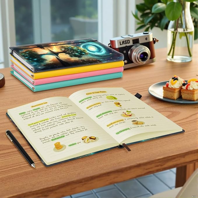 Hardcover Executive Notebooks, A5 PU Leather Lined Journal Notebook, 200 Pages Thick Paper Subject Notebooks for School,Work,Home Writing Business Notebook, Diary Book ，Cosmic Infinity Grove