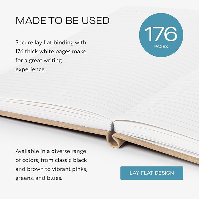 Oriole Vegan Leather Ruled Notebook - Walnut Cream | 176 Pages of Thick Lined Paper | Soft Touch Hardcover Journal (5 x 8 in) with Gold Foil Bird Design & Luxury Gift Box