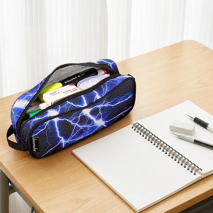 Choco Mocha Boys Pencil Pouch for Kids, Soft Zipper Pencil Case for Boys Toddler, Kids Pencil Case for School Dinosaur Pencil Bag, Black