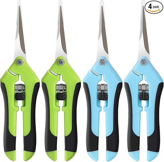4 Pack Pruning Shears, 6.5 Inch Garden Scissors Gardening Hand Pruning Snips with Straight Stainless Steel Precision Blades for Gardening Flower Plant Precise Trimming and Pruning Maintenance