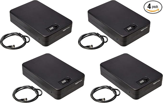 Amazon Basics Portable Security Case Lock Box Safe with Combination Lock for Documents, Valuables and Personal Items,Black, XXL (Pack of 4)