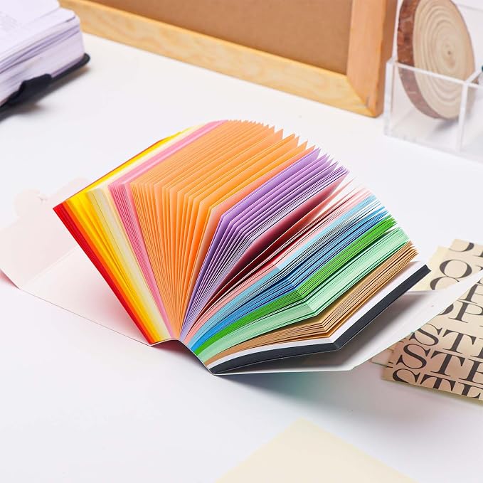 Tear Off Notepad 3x3 Non Sticky Notes 380 Sheets Tearable 80gsm Memo Paper 19 Colors Note pad Black Square Cube for Taking Notes (3" x 3")