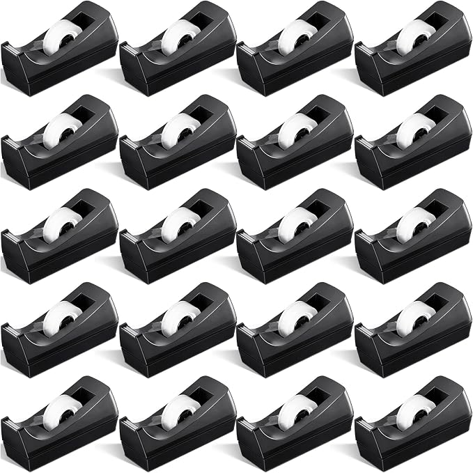 20 Pack Desktop Tape Dispensers Non Skid Base for Office Home School (Tape Not Included) (Black)