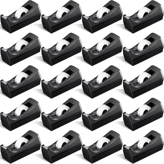 20 Pack Desktop Tape Dispensers Non Skid Base for Office Home School (Tape Not Included) (Black)