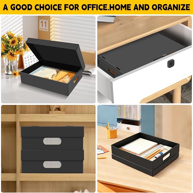 AOBOPLE 6 Pack Photo Storage Box,9" x 12" x 4" Archival Storage Box with Lids,Protective Storage Box for Photo,Pictures,9x12 Documents, Keepsakes and Jewelry Home and Office Organizer