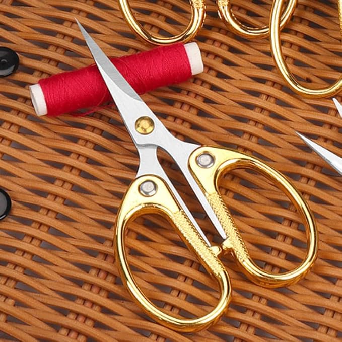 4.5" All Stainless Steel Office Scissors,Ultra Sharp Blade Shears,Sturdy Sharp Scissor for Office Home School Sewing Fabric Craft Paper Multipurpose Scissors Gold