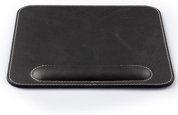 Londo Top Grain Leather Mouse Pad with Wrist Rest – Ergonomic Support, Non-Slip Base, Smooth Surface