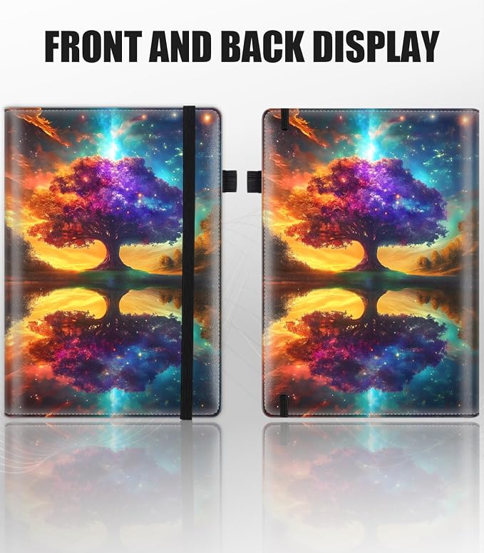 Hardcover Executive Notebooks, A5 PU Leather Lined Journal Notebook, 200 Pages Thick Paper Subject Notebooks for School,Work,Home Writing Business Notebook, Diary Book ，Galactic Glade Reflections