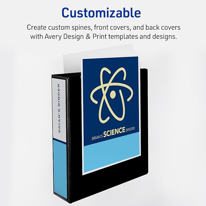 Avery Heavy-Duty View 3 Ring Binder, 2" One Touch EZD Rings, 540-Sheet Capacity, 2.8 Inch Wide Spine, Great for Home, School Supplies, Office, or Organization Needs, 1 White Binder (79192)