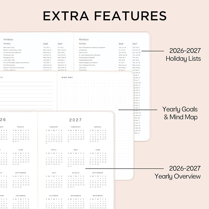 And Per Se Undated Academic Planner, Weekly & Monthly Planner with Goal & Habit Tracker, A5 Hardcover, Botanical Floral