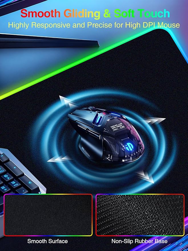 Wireless Charging Mouse Pad Gaming, 31.5"x15.8" Large Desk Mat, Waterproof | RGB Mousepad, Smooth Glide, Stitched Edge, Non-Slip Rubber Base, Desk Pad Computer Keyboard Mat, No Adapter
