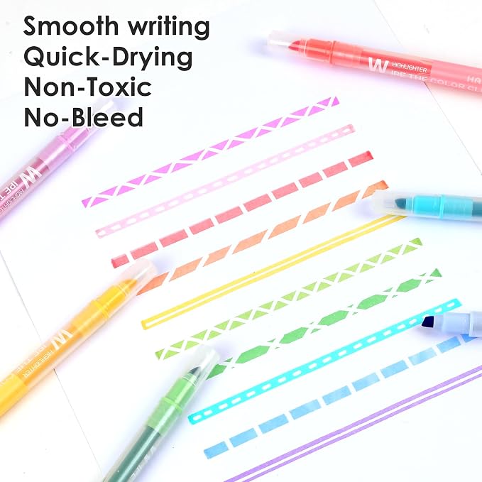 HANKU Erasable Highlighters, 10 Pastel Highlighters Assorted Colors, Dual Tip Cute Erasable Highlighter Pens No Bleed Through for Bullet Journaling, Bible Study, School Office Supplies