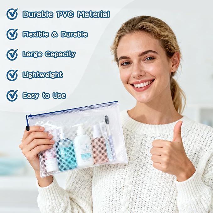 MAQIHAN Mesh Zipper Pouch Bags - A5 Clear Zipper Pouches for Organizing | 5 Pack Reusable Zip Pouch, Clear Mesh Bag for Office, Travel, Puzzles, Cosmetics, Documents, Files, Storage Supplies