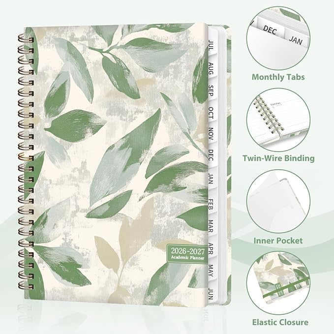 Planner 2026-2027, Weekly and Monthly Academic Year Calendar Planner, July 2026 - June 2027, Daily Agenda Book for Office School Supplies, A5(6.3'' x 8.5'')