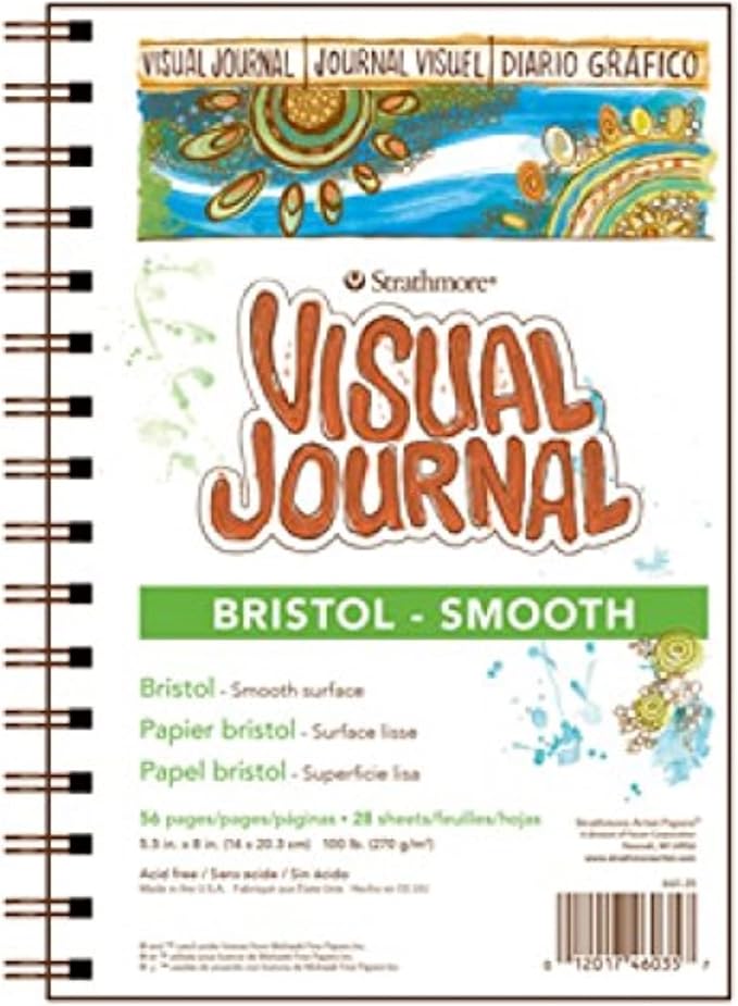 Strathmore Wire Bound Visual Journal, 100 lb. Smooth Bristol, 9 X 12 inches, White, 28 Sheets (460-39)