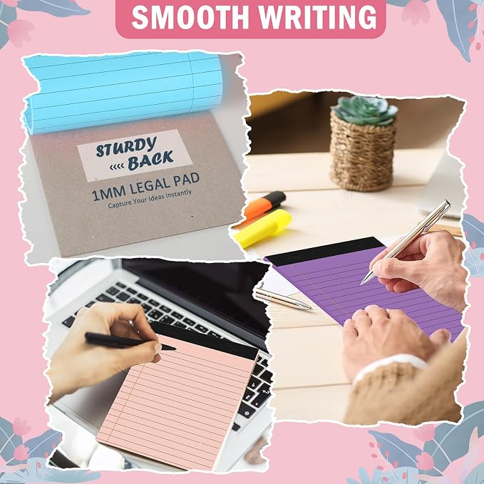 gisgfim 12 PCS 4" x 6" Small Legal Pad College Ruled Lined Mini Legal Pad 80 GSM Colorful Law Memo Pads 30 Sheets Memo & Scratch Pads for Home Office School Work Business To Do List Grocery List