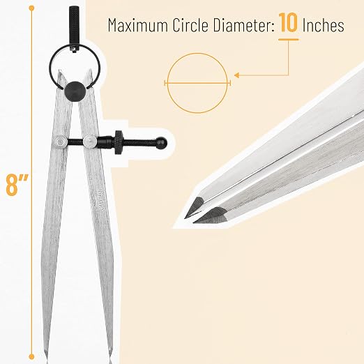 Mr. Pen- Adjustable Divider Leather Compass, 8 Inch, Lockable Metal Compass | Wing Dividers for Leather, Woodworking Compass, Compass for Woodworking, Large Compass for Woodworking, Wing Divider