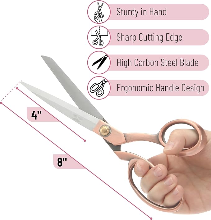 Mr. Pen- Premium Tailor Scissors, 8-Inch | Heavy Duty Carbon Steel Sewing & Fabric Scissors, Tailor Shears, Ultra-Sharp for Smooth Cutting