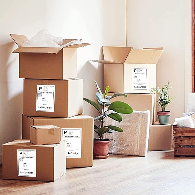 Full Sheet Shipping Labels 8.5 x 11 for Laser & Inkjet Printers, 500 Sheets 500 Labels Self Adhesive Full Page Labels 8.5 x 11 White, Whole Page Label Stickers, Mailing Label Sheets