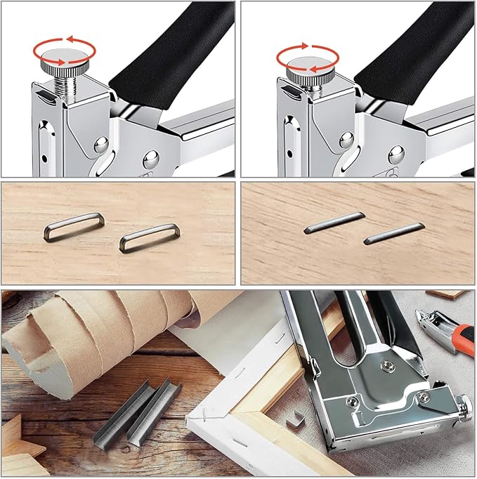 NEU MASTER 3 in 1 Staple Gun, Manual Upholstery Stapler Gun for Wood with 2000 Staples & Staple Remover, Adjustable Power Design for Furniture, Carpentry, DIY, Decoration & Home Repair