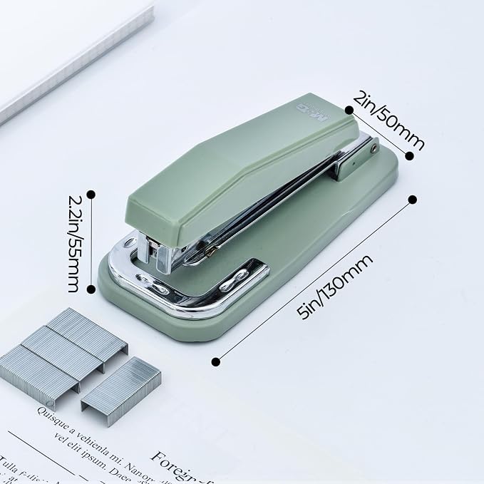 M&G Desktop Stapler Swing-Arm Stapler with 50 Sheet Capacity, 180 Rotation Design, Swivel Stapler with 1000 Staples for Booklet Binding, Durable Staplers for Office School Home (Green)