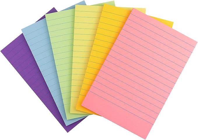 Early Buy Sticky Notes with Lines 4x6 in, 6 Pastel Color, 45 Sheets/Pad | Lined Sticky Notes