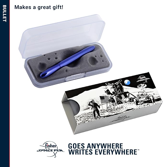 Fisher Space Pen Blueberry Bullet Pen, Pressurized Ballpoint Pen, Compact Size, Writes Upside Down and in Extreme Temperatures, Smooth Black Ink, Medium Point, Gift Box, Made in the USA