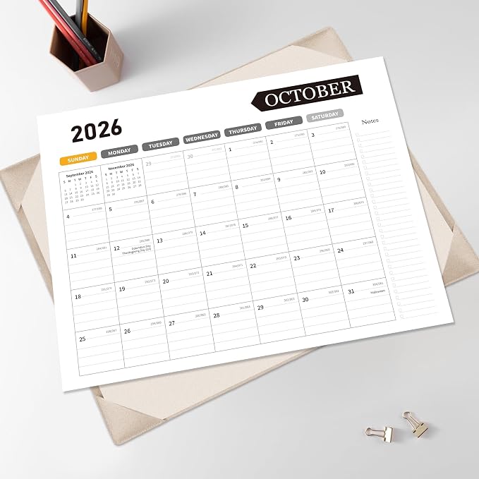 Large Desk Calendar 2026-2027, 22x17 Inch PU Leather Desk Pad Calendar, 18 Months (Jul 2026 - Dec 2027), Big Desktop Blotter for Office, Home & Classroom (Apricot)