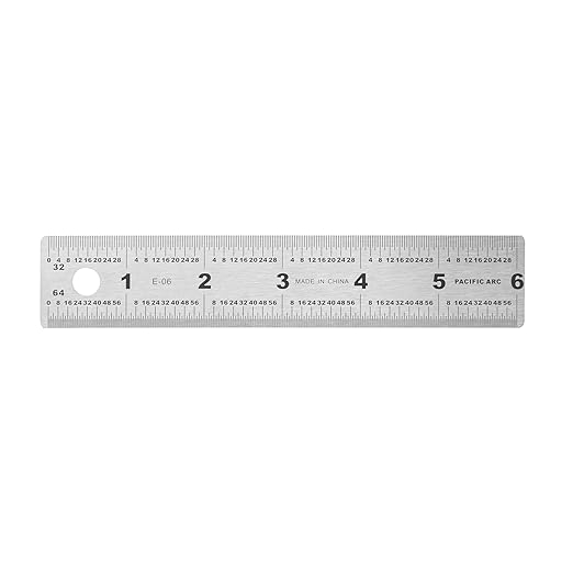 6" Stainless Steel Ruler with Non-Skid Cork Backing: 32 & 64 divisions per inch