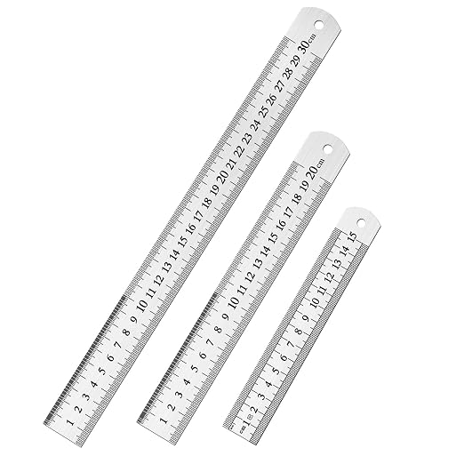 DTDNZKN 3 Pcs Stainless Steel Rulers, 6", 8", 12" (15cm,20cm,30cm) | Metal Straight Edge Ruler with SAE & Metric Measurements - for Drawing, Home, Office and Engineering Use