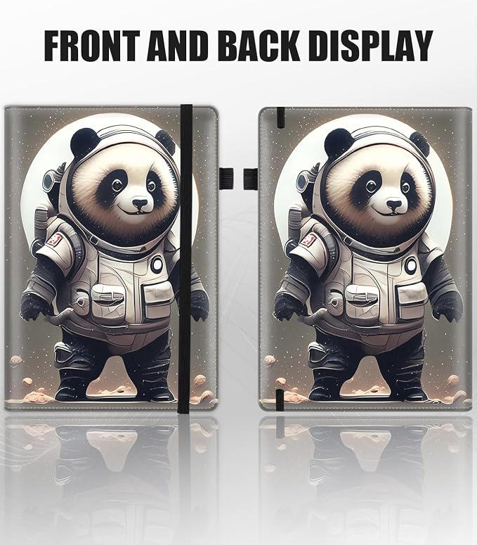 Hardcover Executive Notebooks, A5 PU Leather Lined Journal Notebook, 200 Pages Thick Paper Subject Notebooks for School,Work,Home Writing Business Notebook, Diary Book ， Astronaut Panda