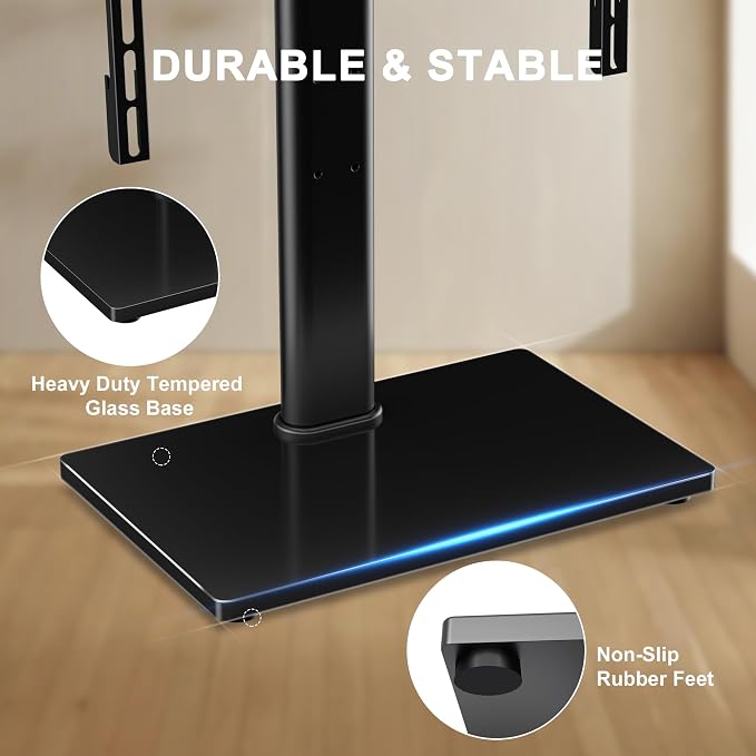 XINLEI Universal Swivel TV Stand Base Table Top TV Stand for 32-75 Inch TVs 60 Degree Swivel, 12 Height Adjustable Monitor Mount Stand, Max VESA 600x400mm,Holds up to 99lbs TS204