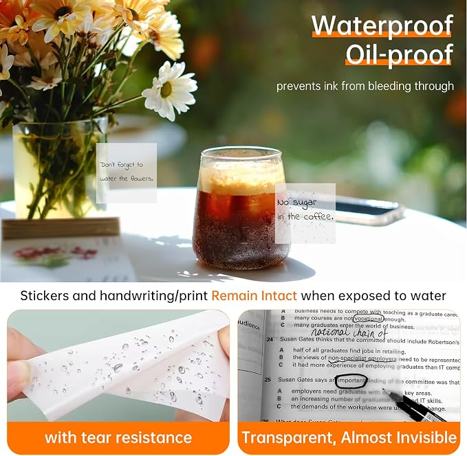 Transparent Sticky Notes with Marker, 【99.9% Transparency, Strong Adhesion,Waterproof 】 MEIGAONE 7 Pack Clear Sticky Note 3x3,Translucent Sticky Note Office,School Supplies
