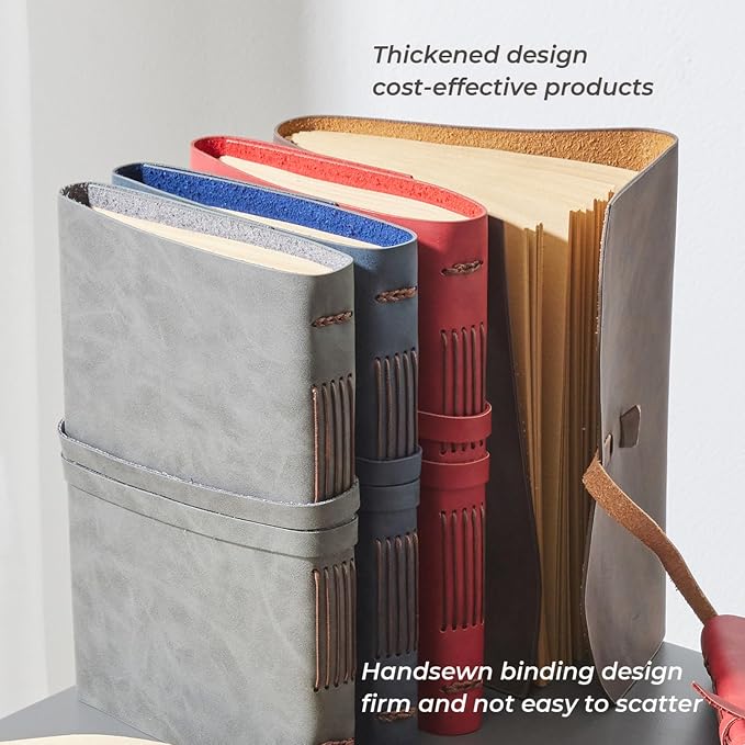 RILIHO Leather Journal -, A5 Size Notebook 6x8.1 Inch, Genuine Leather Journals for Writing, Vintage Style, Ideal for Men and Women, Artists, Travelers, Grey