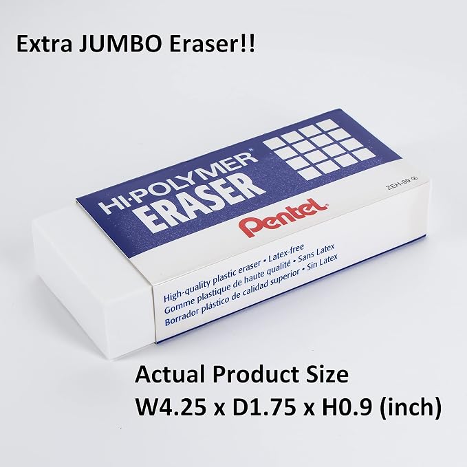 Pentel Hi-Polymer Block Eraser, Super XL White, 1-Pk (ZEH99BP)