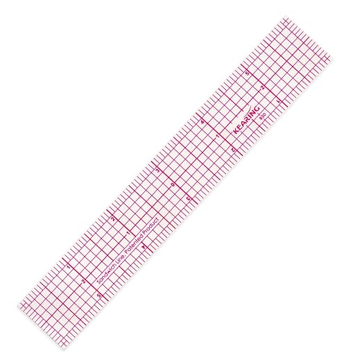 KEARING 6"x1" Pattern Grading Ruler - Clear 1.2mm Sandwich Line Plastic | Flexible 1.2mm plastic 6"x1" transparent grading ruler. Features zero centering scale & sandwich line printing for sewing