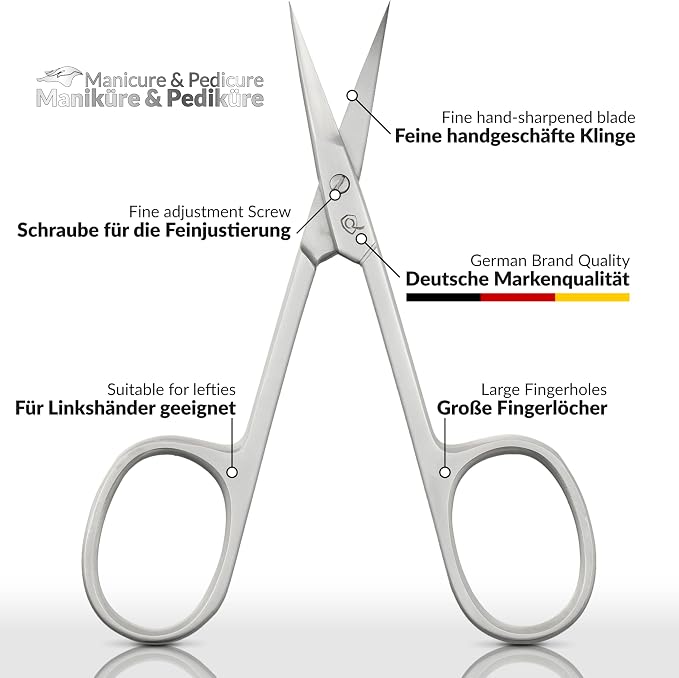 marQus Curved Cuticle Scissors – Precision Stainless Steel for Manicure & Pedicure, Eyebrow & Eyelash Grooming, Extra Sharp with Premium Storage Case