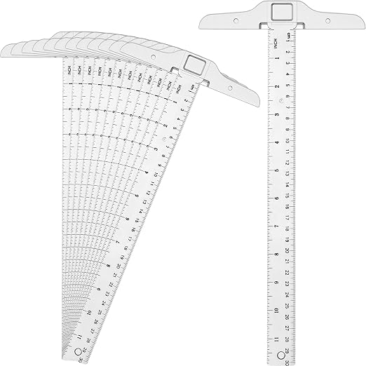 Pangda 12 Pcs 12 Inch T-Square Ruler Plastic Transparent T-Ruler for Drafting and General Layout Work
