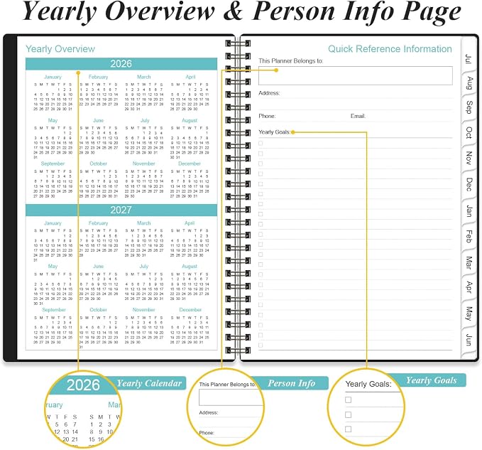 2026-2027 Appointment Book & Planner - Hourly Planner from July 2026 - June 2027, Weekly Appointment Book 2026-2027 with 30-Minute Interval, 6.4" x 8.5", Black