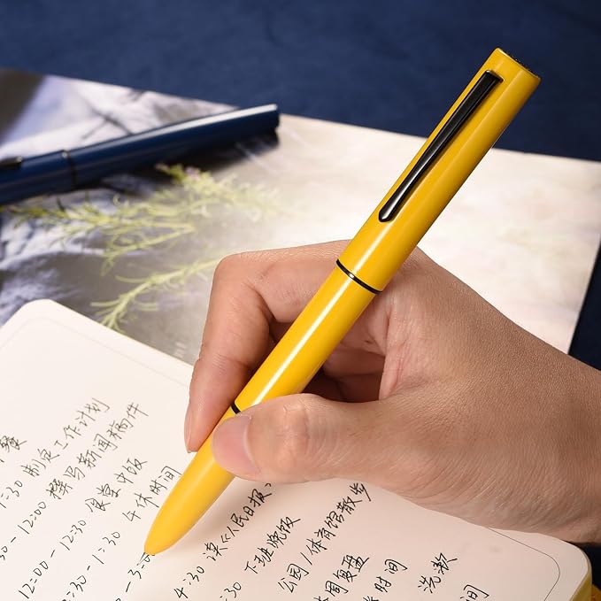 HONG DIAN C1 Fountain Pen Fine Nib, Dark Blue & Classic Retro Design Metal Pen with Ink Converter
