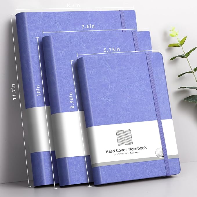 AHGXG College Ruled Notebook, 320 Pages, Large Journal A4 (8.5''×11') | Thick Lined Notebook for Note Taking, 100GSM Paper, Leather Softcover, for Women Men (Purple)