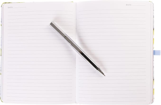 Graphique Hortensia Lined Journal Plus Pen Luxe Collection, Hardcover Diary Notebook for Writing, Silver Foil Embossing, 160 Pages, 6” x 8”