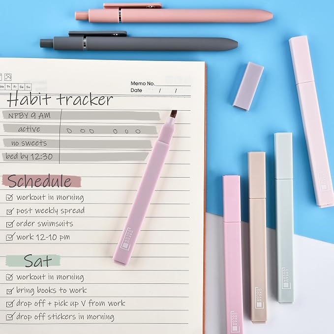 DazSpirit 12 Pastel No Bleed Bible Highlighters & 5 Black Pens Set | Quick-Dry Cute Aesthetic Markers in Assorted Colors for Bible Study, Journaling, Office and School Supplies