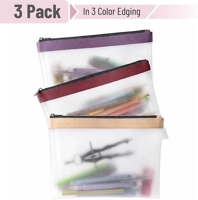 Mr. Pen- Clear Pencil Pouch, 9" x 6.88", 3 Pack, Durable TPU Material | Large Water-Resistant Pencil Bags with Smooth Zipper, Multipurpose Clear Pouch for Stationery, School, Office