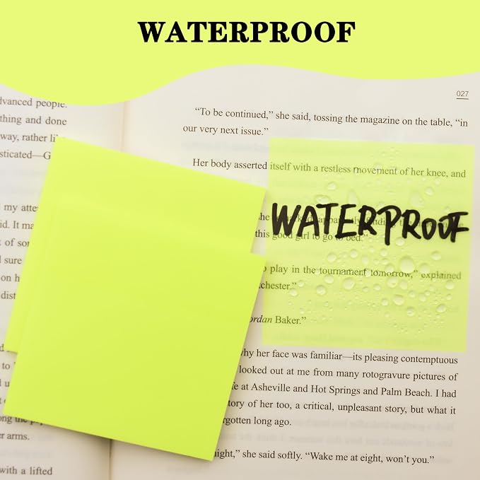 YOUDEFUL 800Pcs Transparent Sticky Notes, Bright Yellow Clear Sticky Notes, 3"x3" Waterproof Translucent Sticky Note Pads, Index Tabs, Clear Post it Notes for Bible Study, See Through Sticky Notes
