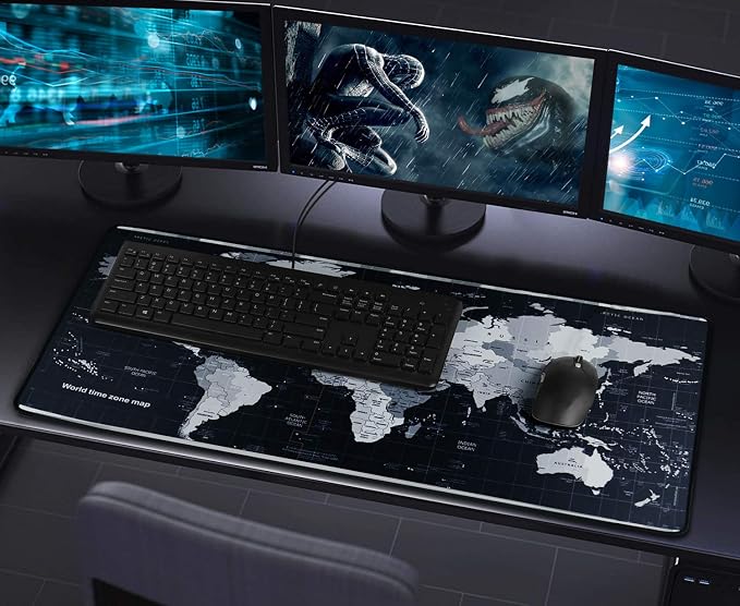 Gaming Mouse Pad, Large Extended Desk Mouse Pad, Non-Slip Spill-Resistant Mousepad with Special-Textured Surface, Anti-Fray Stitched Edges for Esports Pros Gamer Office - Map