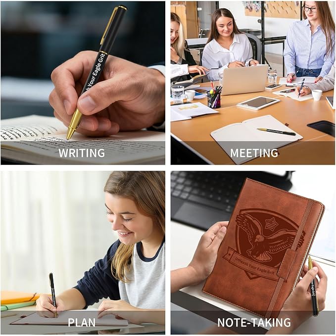 1Pcs Journal Notebook with 2 Pen Set, A5 Lined Leather Hardcover Executive Journals, Suitable for Man Woman Work, Study, Diary & Business, Brown